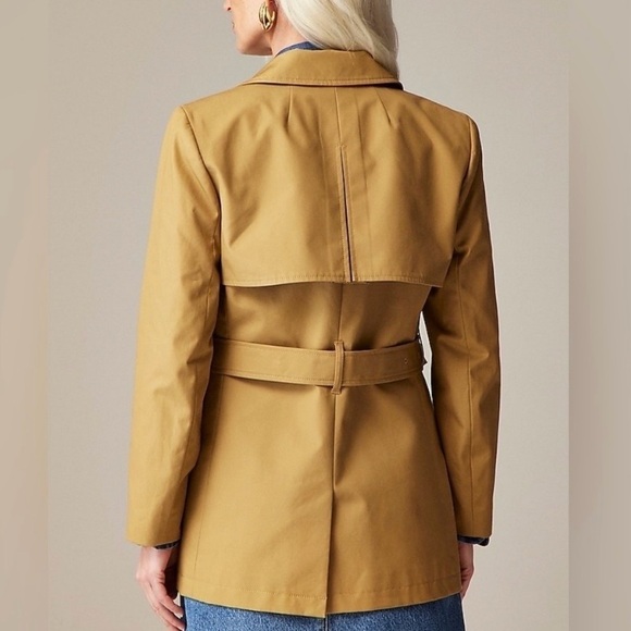 J.Crew Cropped Icon Trench 100% Cotton Lined Coat Size 0 Tan - Picture 10 of 11